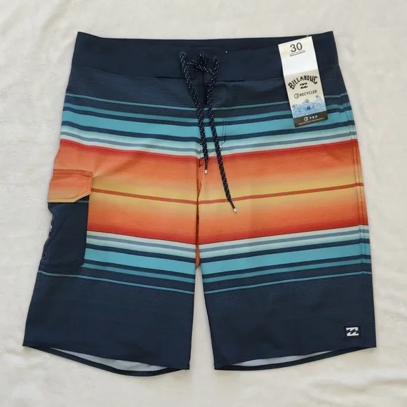 173. Billabong All Day Stripe Pro Performance Boardshorts | Color: Navy - Picture 3 of 9